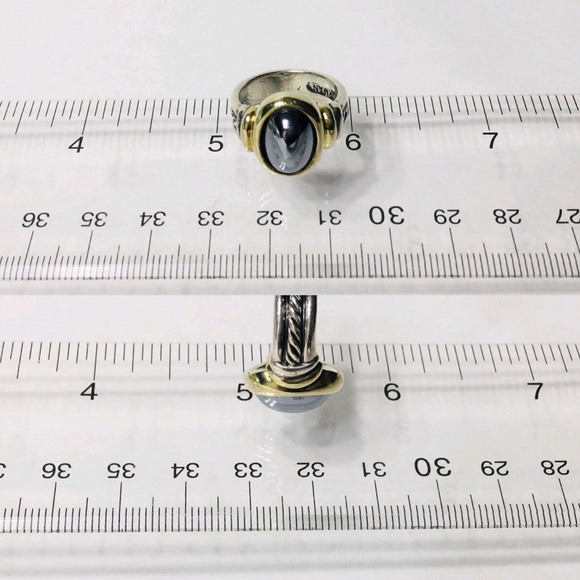 David Yurman Sterling 14k Oval Hematite Ring - Picture 6 of 7